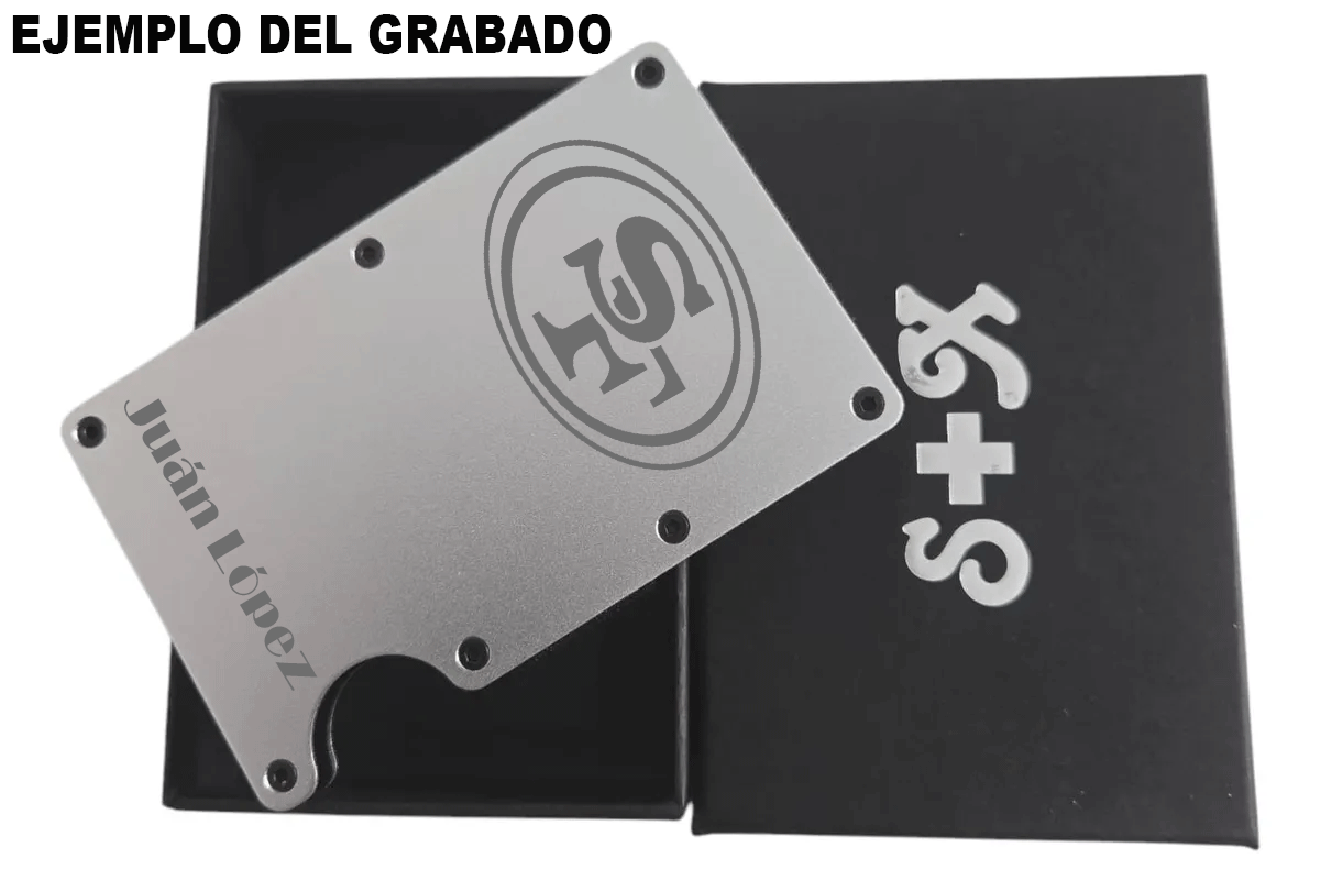 Money Clip S + X Para Tarjetas Y Billetes De Alta Calidad Con Personalizado Laser - Gris Metalico