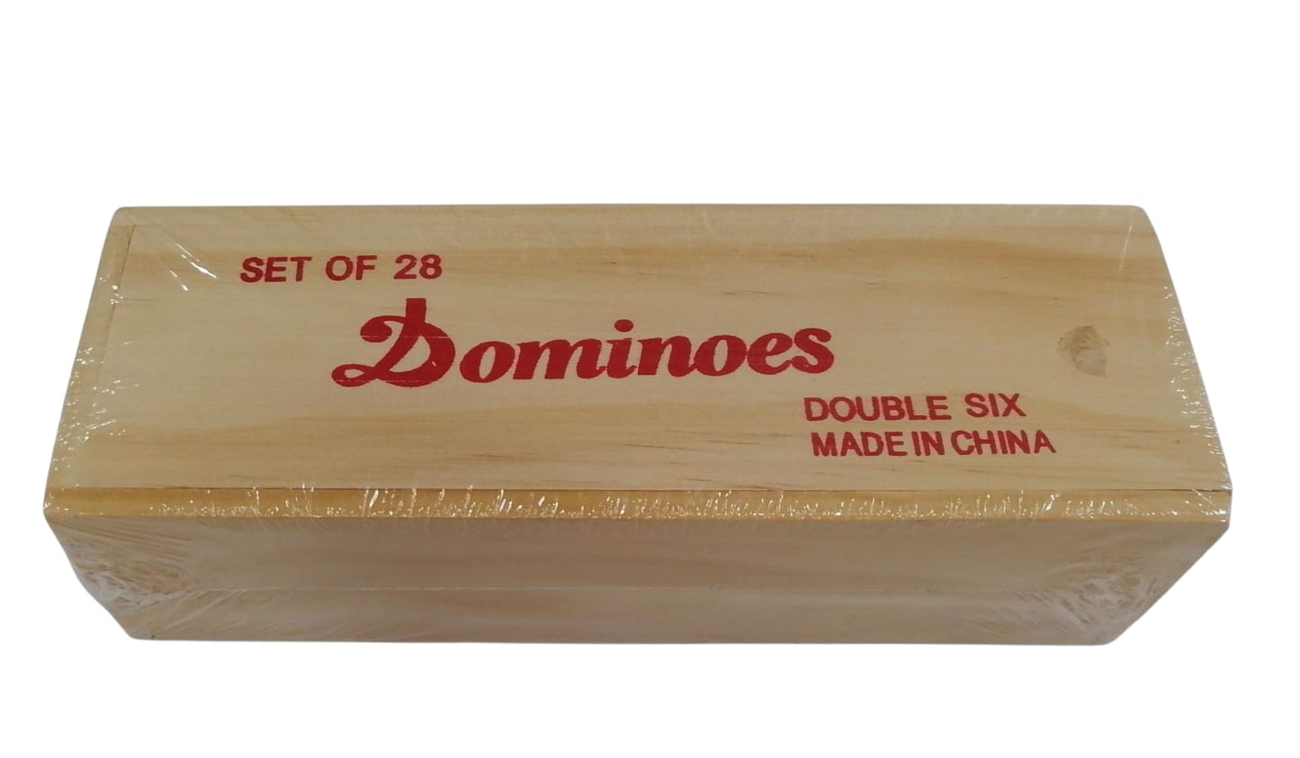 Dominó Color Marfil 28 Piezas Base Dorada Con Caja De Madera