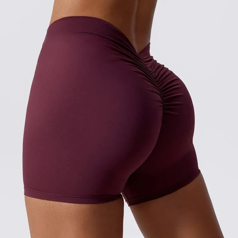 Pantalones cortos de yoga con espalda en V para mujer, para entrenamiento en el gimnasio, push up, deportivos, ajustados, mallas de ciclismo, ropa deportiva jdkg