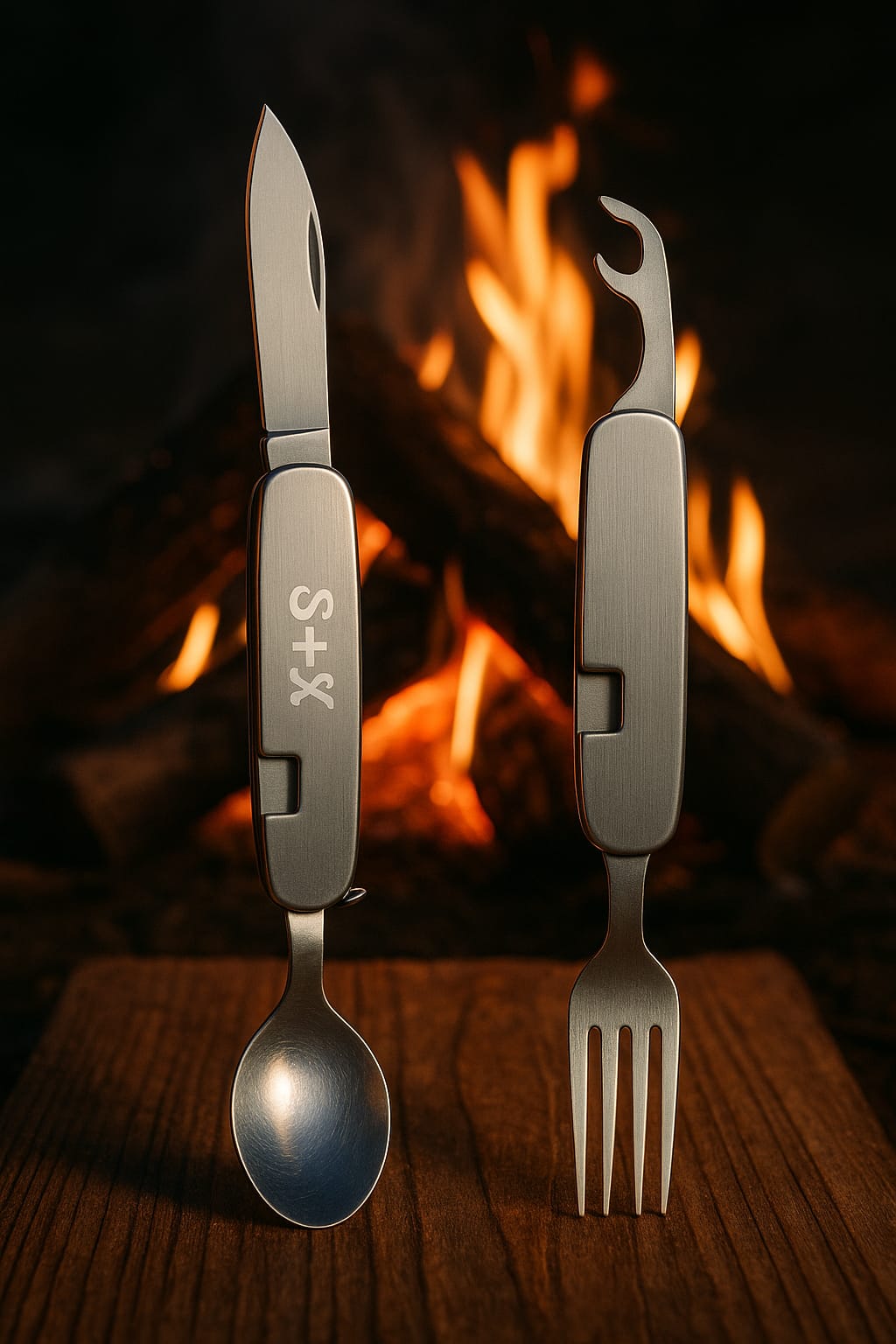 Set De Cubiertos Plegables S+X Campismo Viaje Navaja Multiuso Con Grabado Personalizado con Laser