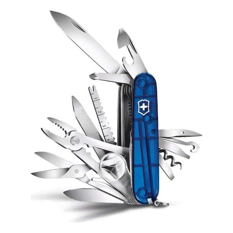 Navaja Suiza Victorinox Swisschamp 33 Usos Multiusos Color Azul Transparente