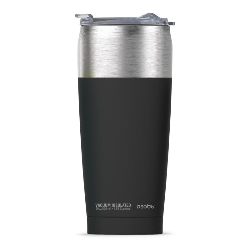 Termo Tumbler Asobu Negro 20 Oz Grado 18/8 De Doble Pared
