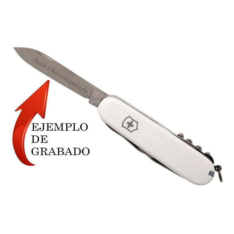 Navaja Victorinox Huntsman Blanca Con Funda+ Cordón+ Grabado