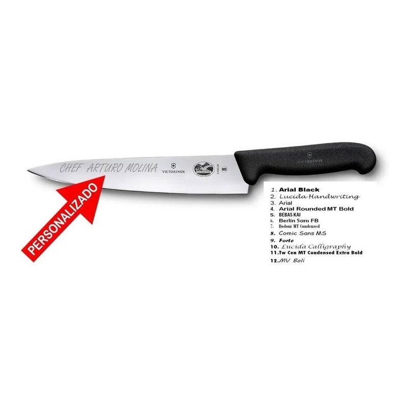 Cuchillo Victorinox Chef 25cm+ Pelapas+ Mondador + Grabado
