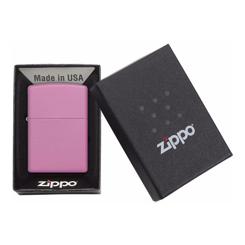 Zippo Rosa Matte Personalizado Nombre Logo + Gasolina 125 Ml