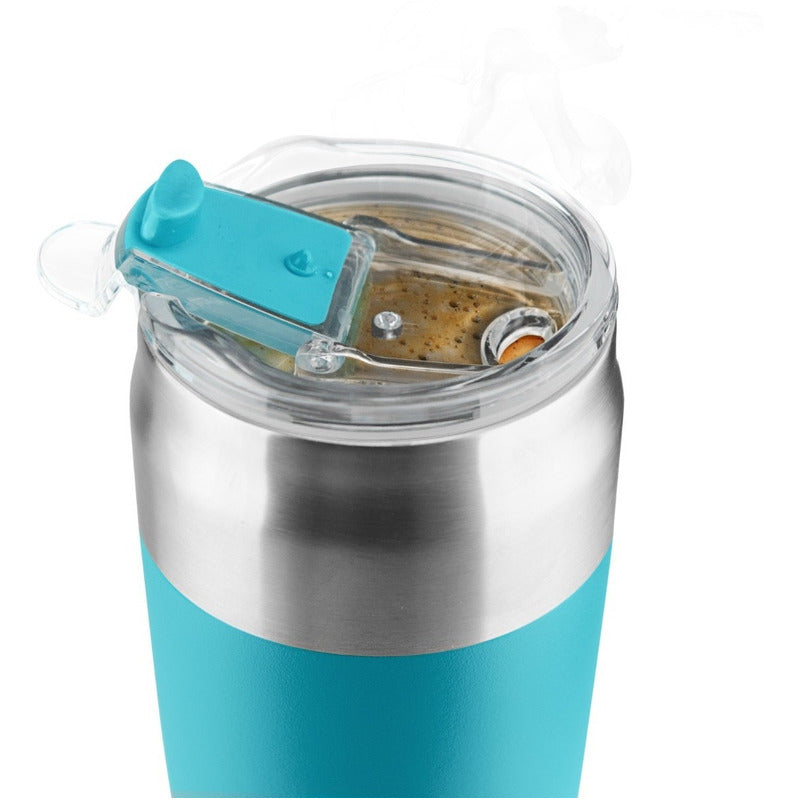 Termo Tumbler Asobu Negro 20 Oz Grado 18/8 De Doble Pared
