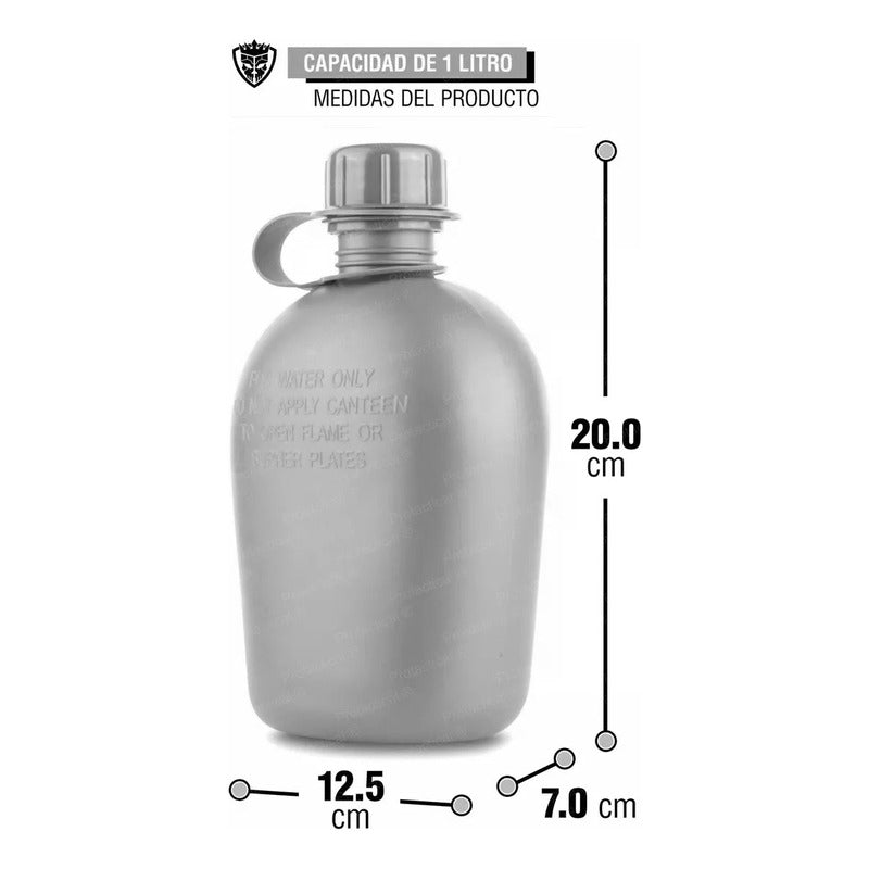 Cantimplora De Alta Calidad De 1 Litro Con Base De Aluminio - Negra