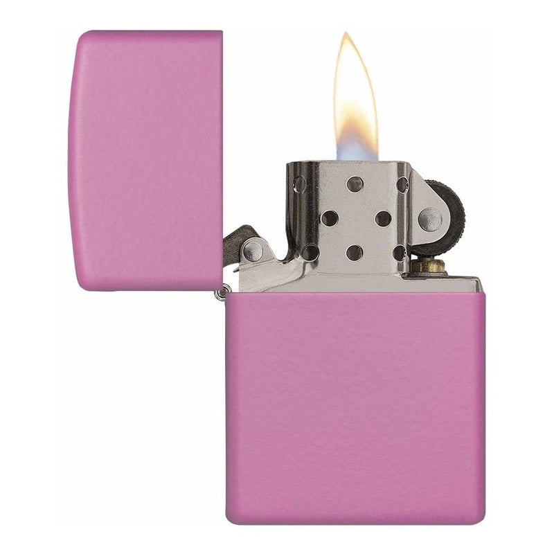 Zippo Rosa Matte Personalizado Nombre Logo + Gasolina 125 Ml