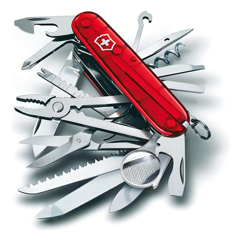 Victorinox Navaja De Bolsillo Swiss Champ 33 Usos Color Rojo Traslúcido