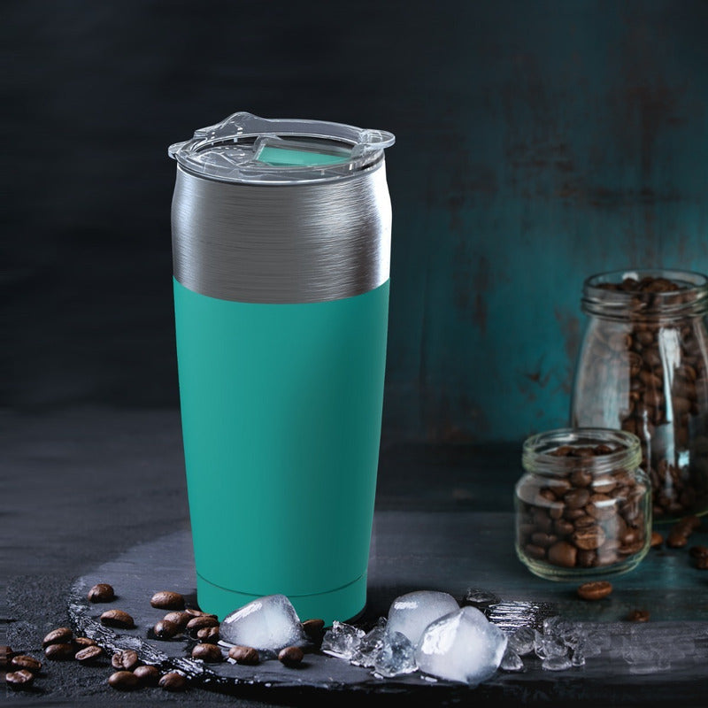 Termo Tumbler Asobu Negro 20 Oz Grado 18/8 De Doble Pared