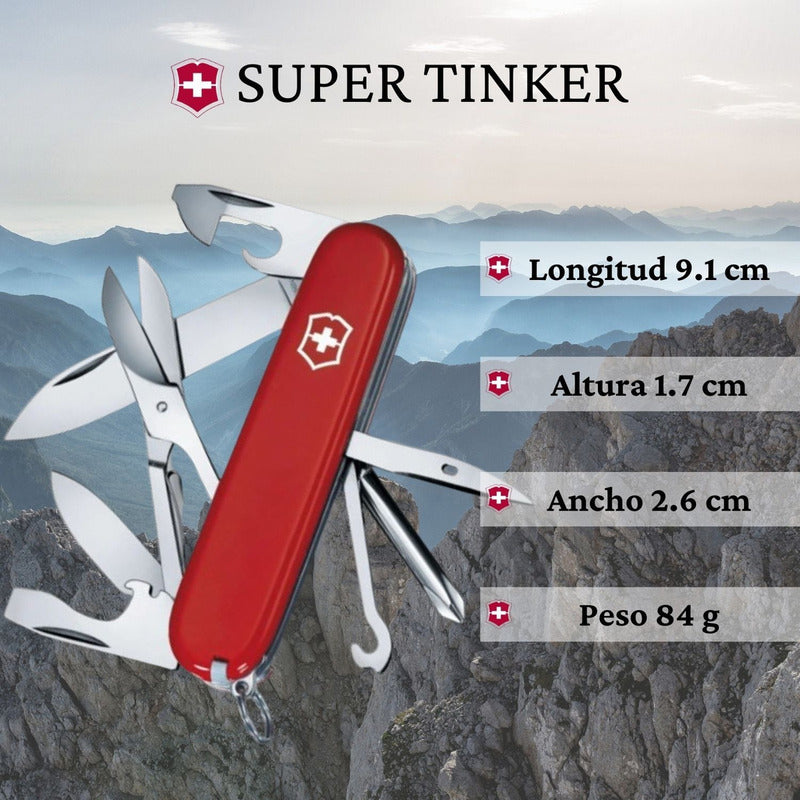 Navaja Multiherramienta Victorinox Navaja Super Tinker 1.4703 Roja Con 14 Funciones Color Rojo