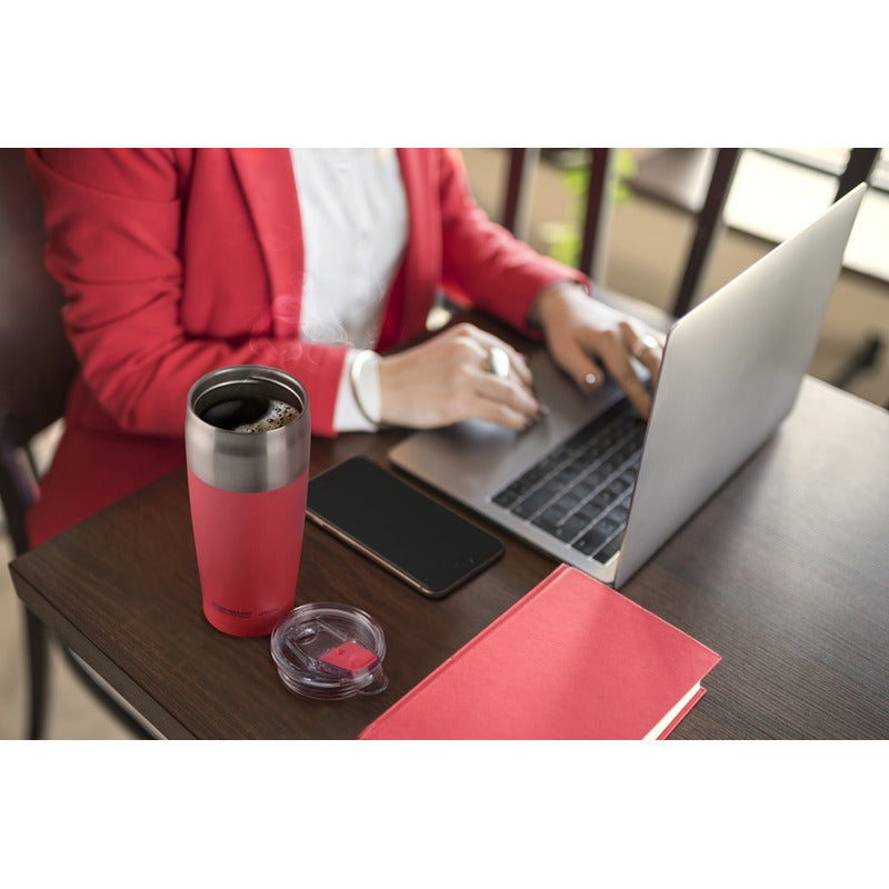 Termo Tumbler Asobu Negro 20 Oz Grado 18/8 De Doble Pared