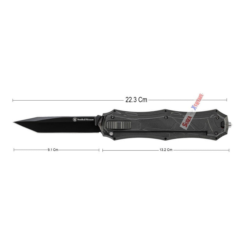 Navaja Táctica Smith & Wesson 2 Filos Sale Por Delante Autom