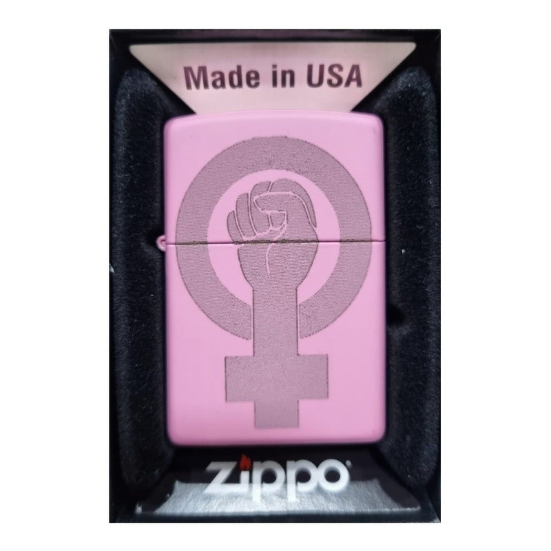 Zippo Rosa Matte Personalizado Nombre Logo + Gasolina 125 Ml