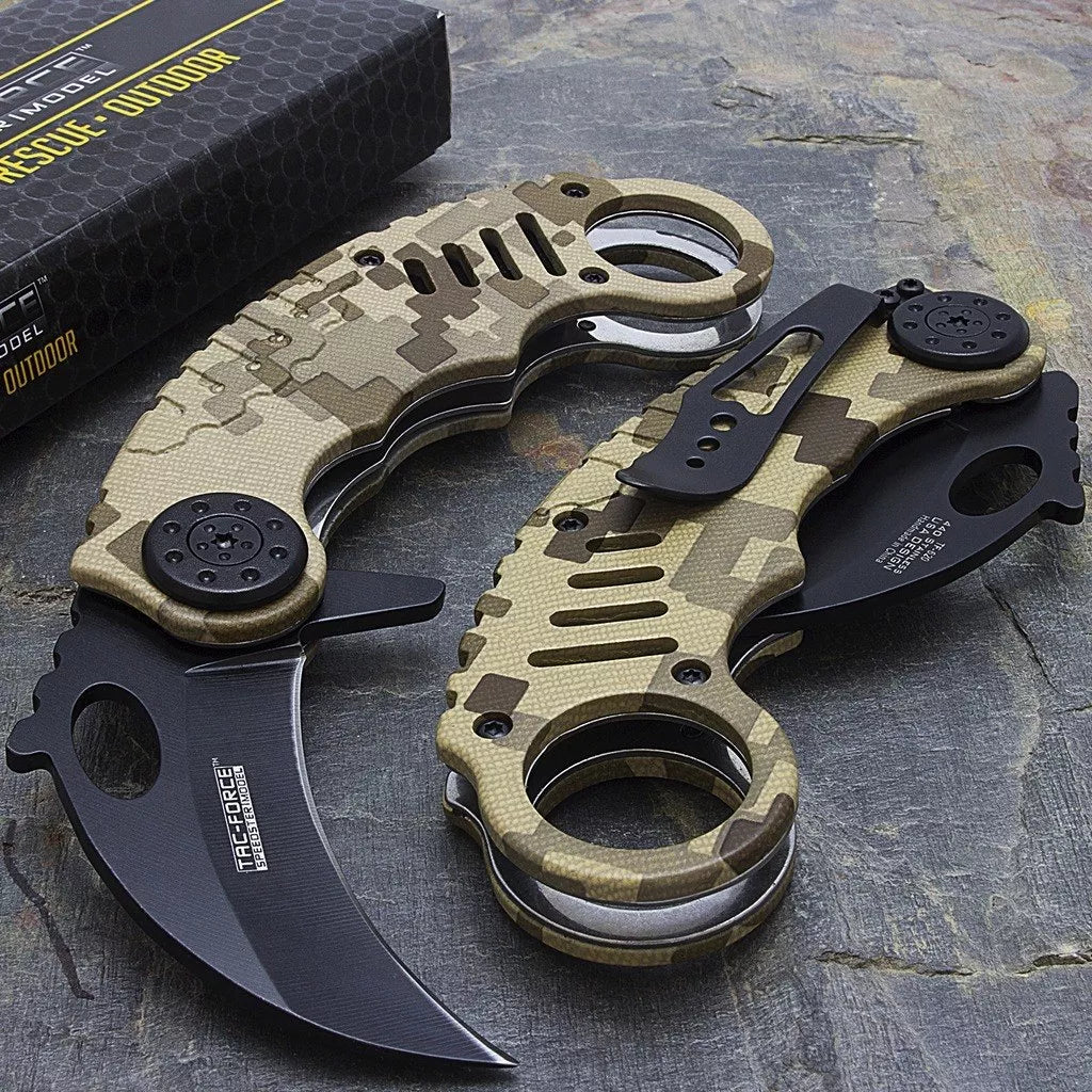 Navaja Karambit Tac Force Acero Inox 440 con Apertura Asistida por resorte - TF-620DM
