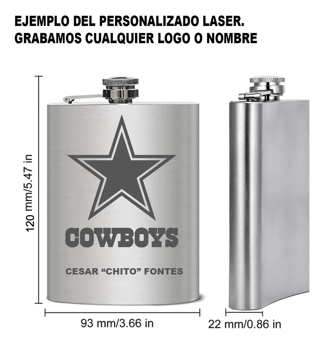 Licorera Anfora 7oz Bolsillo Acero Inoxidable Personalizada - Acero