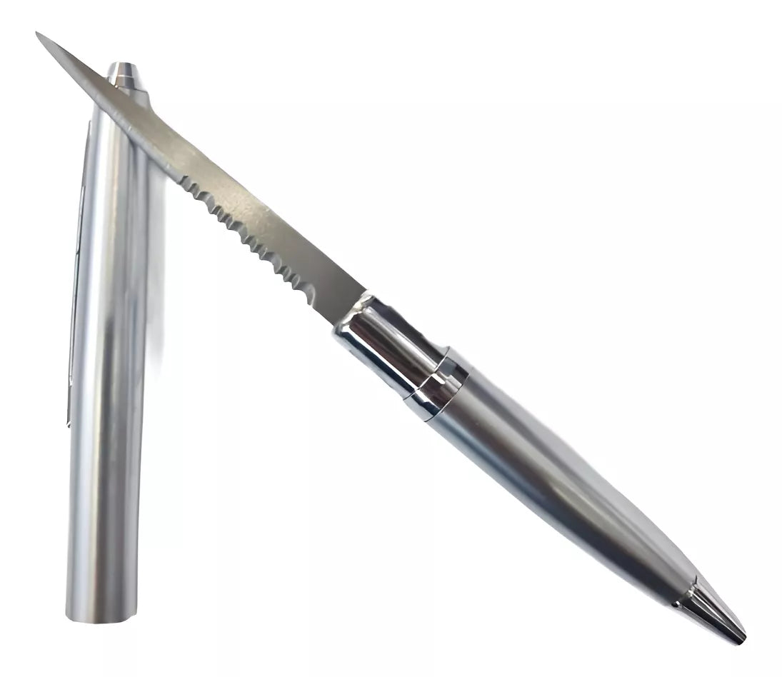 Discreta Pluma Boligrafo Navaja Oculta 5002SA - Cromo