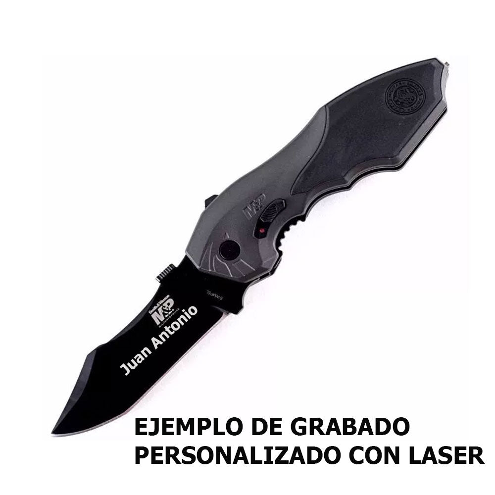 Navaja Smith & Wesson Con Seguro y Apertura Asistida Personalizada Con laser en la hoja - Swmp5l