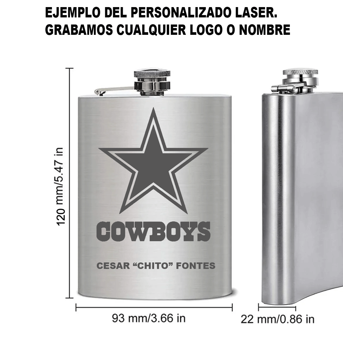 Licorera Anfora 8oz Bolsillo Acero Inoxidable Personalizada