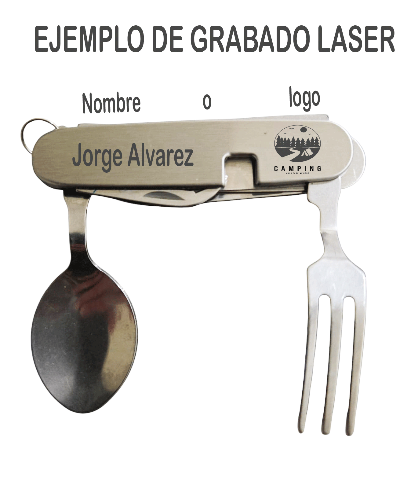 Set De Cubiertos Plegables S+X Campismo Viaje Navaja Multiuso Con Grabado Personalizado con Laser
