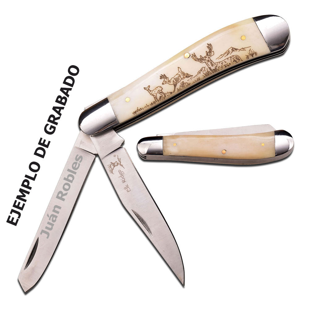 Navaja Elk Ridge - Gentleman's Knife - Trapper - ER-220DR - Con Personalizado Laser en la Hoja