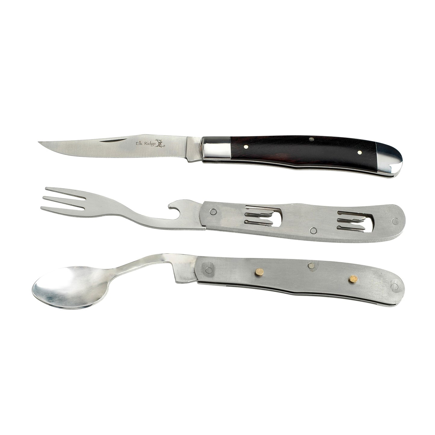 Navaja Elk Ridge Para Acampar Con Cuchara Tenedor Y Cuchillo con Personalizado Laser en la Hoja