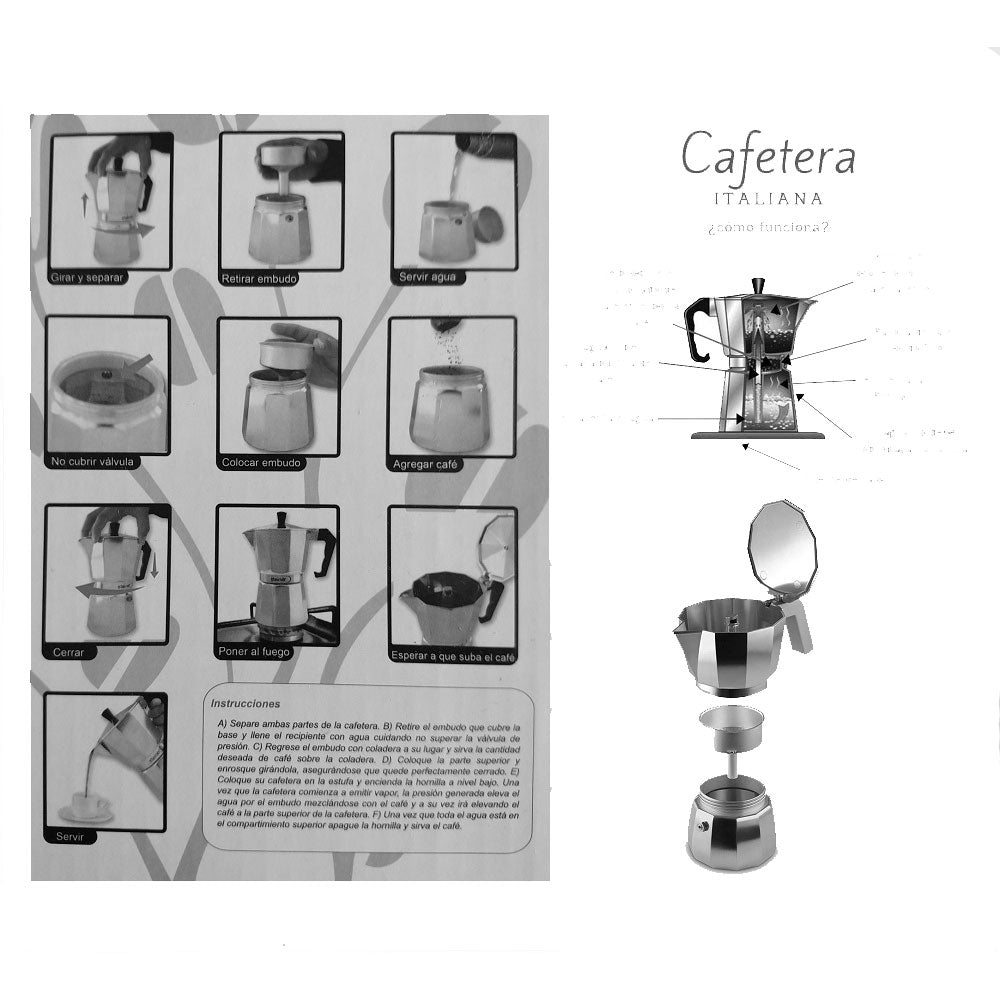 Cafetera Steiner Moka | Espresso 6 Tazas ST1002R - SUIZA + XTREME