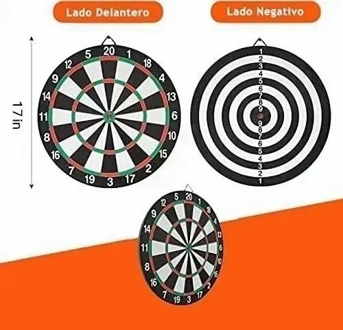 Dardera DeTiro Al Blanco Diana 6 Dardos Doble Cara 17 de Pulgadas - SUIZA + XTREME