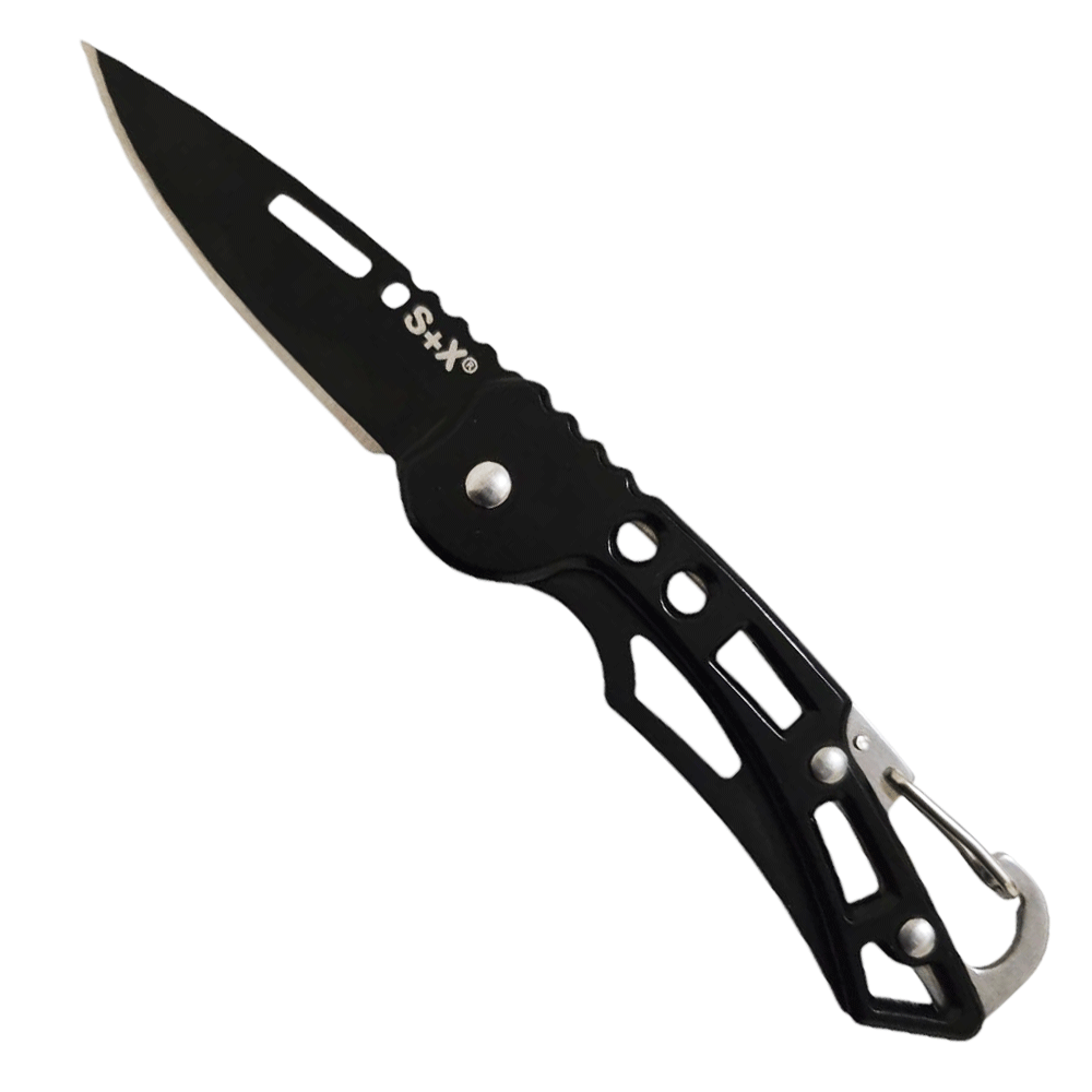 Elegante Navaja Marca S+x Plegable De Acero Inoxidable - Negra