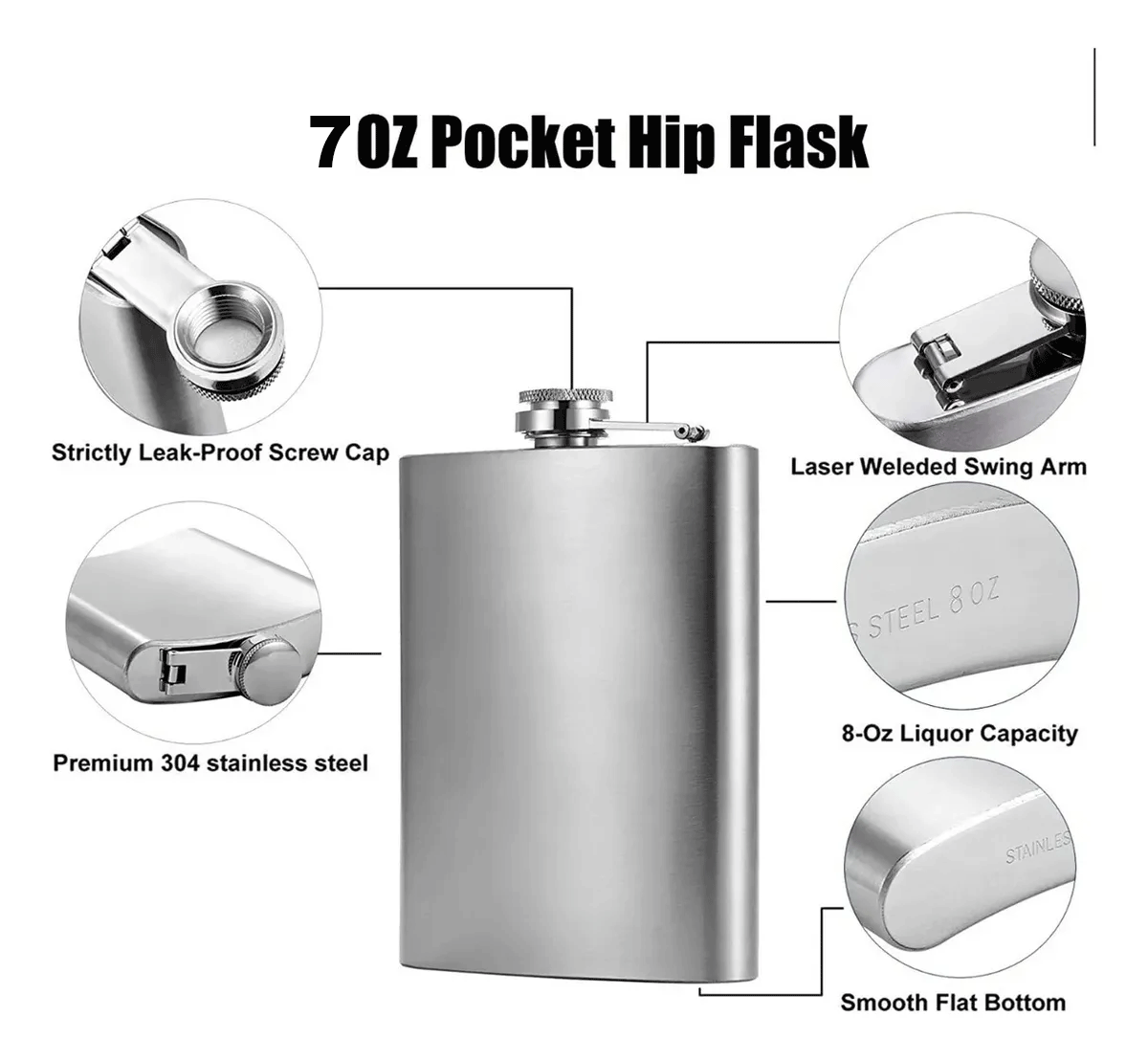 Licorera Anfora 7oz Bolsillo Acero Inoxidable Personalizada - Acero - SUIZA + XTREME