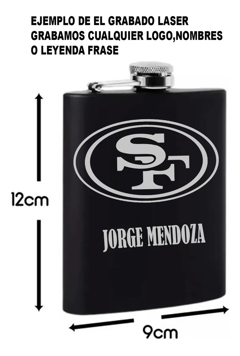 Licorera Anfora 7oz Bolsillo Acero Inoxidable Personalizada - Negra - SUIZA + XTREME