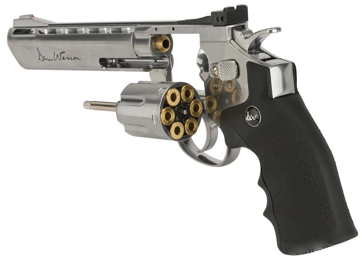 Revolver Dan Wesson 6" Níquel Full Metal CO2 de Postas Calibre .177(4.5mm) - SUIZA + XTREME