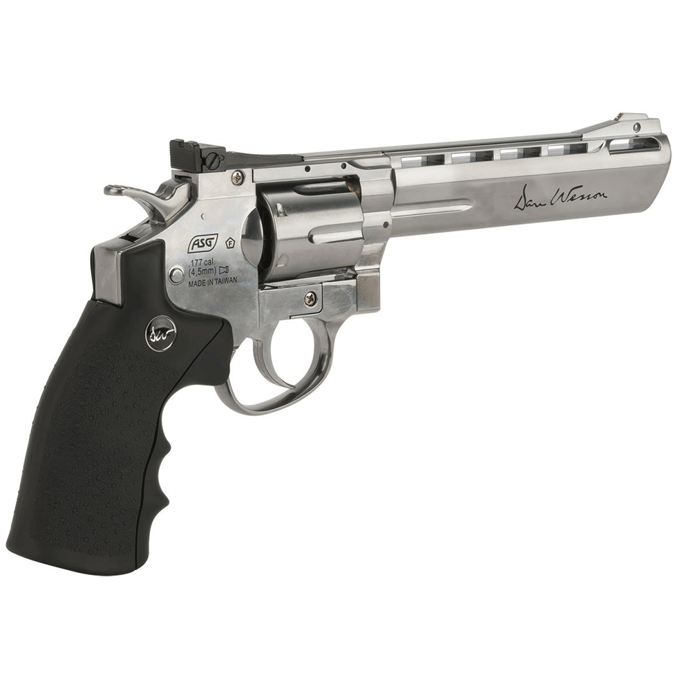 Revolver Dan Wesson 6" Níquel Full Metal CO2 de Postas Calibre .177(4.5mm) - SUIZA + XTREME