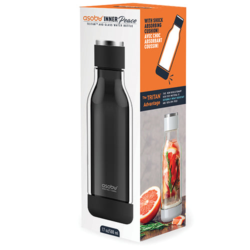 Termo Botella Asobu De Vidrio Aislado 500ml Inner Peace Gt50 Negro