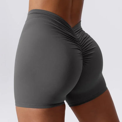 Pantalones cortos de yoga con espalda en V para mujer, para entrenamiento en el gimnasio, push up, deportivos, ajustados, mallas de ciclismo, ropa deportiva jdkg