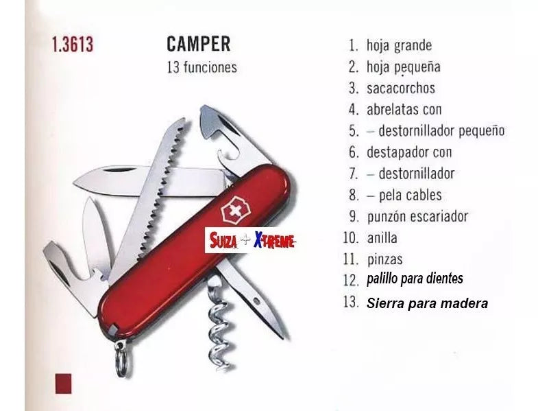 Navaja Multiuso Multiherramienta Victorinox 1.3613 Color Rojo Con 13 Herramientas