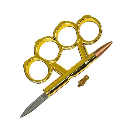 Manolpla con Navaja Blades usa Nudillos Dorada