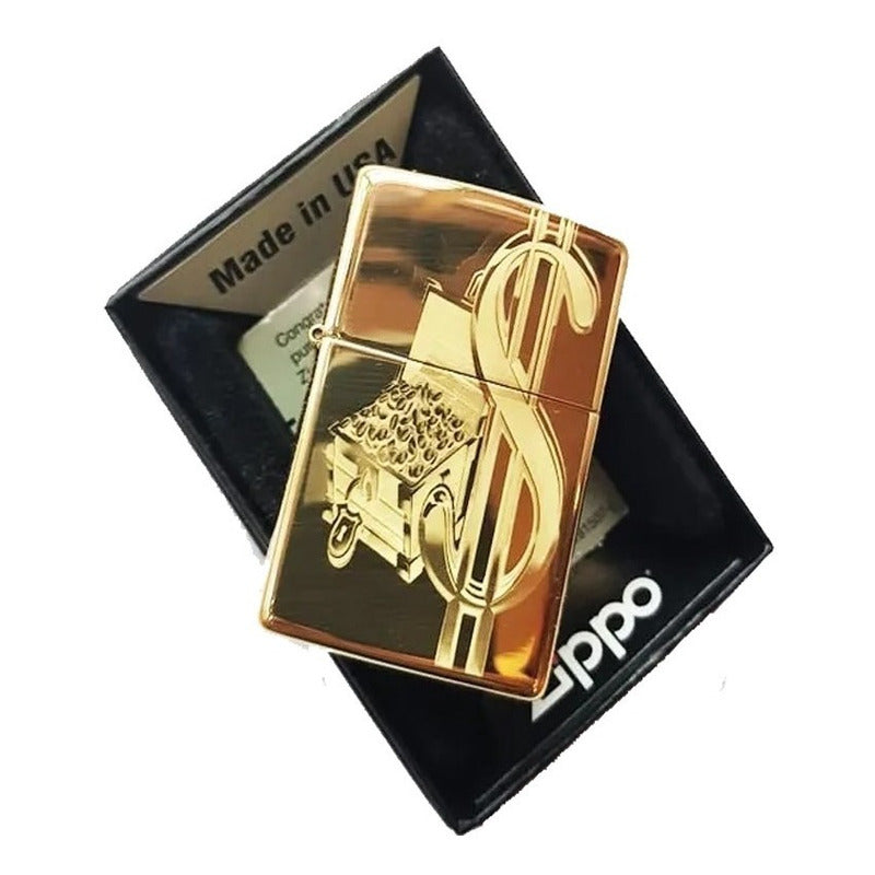 Encendedor Zippo Dorado Nuevo Logo Dinero Envio Gratis