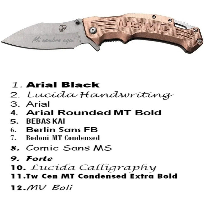 Navaja Táctica Mtech Regiment Marines Oficial Con Tu Nombre