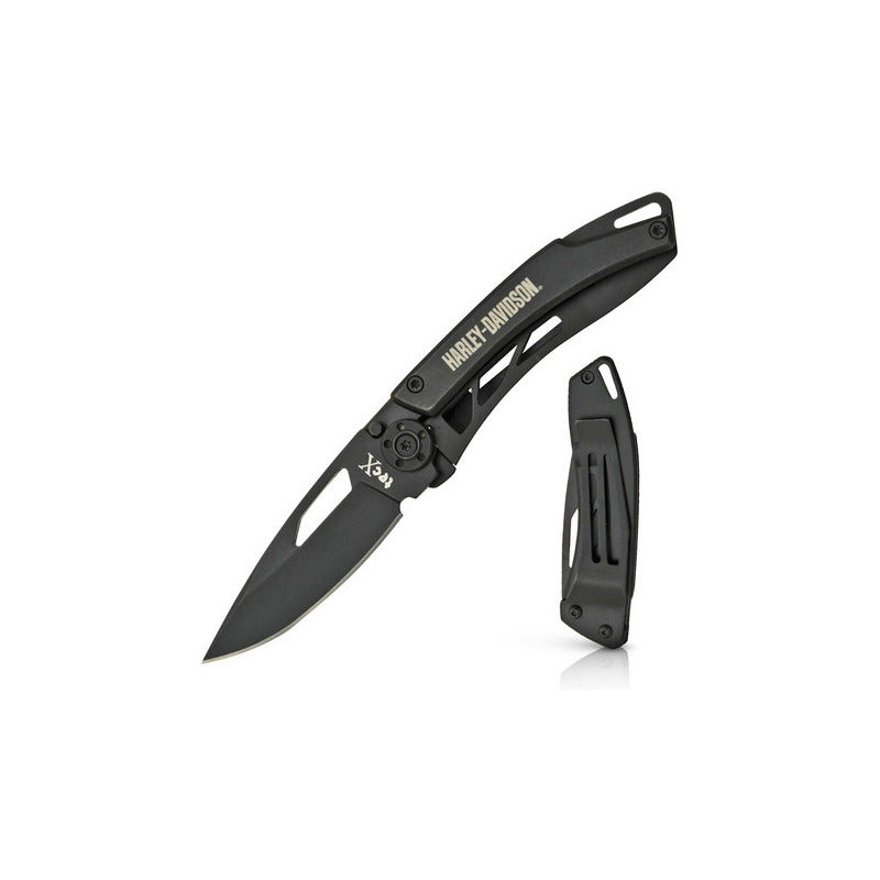 Mini Navaja Negra Con Clip Para Billetes Harley Davidson