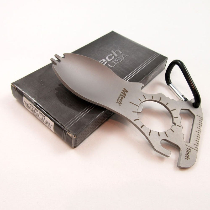 Cubiertos Campismo Llavero C/calibrador, Multiherramienta