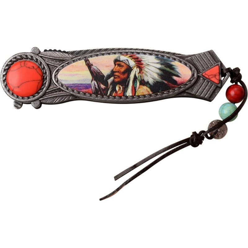Navaja Indio Nativo Americano Master Collection Red Piedras