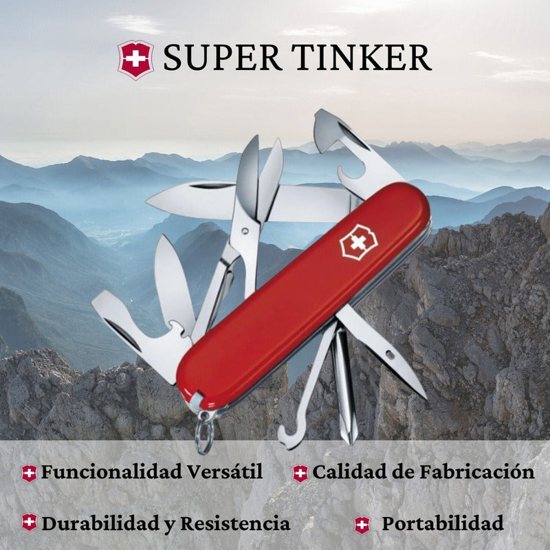 Navaja Multiherramienta Victorinox Navaja Super Tinker 1.4703 Roja Con 14 Funciones Color Rojo