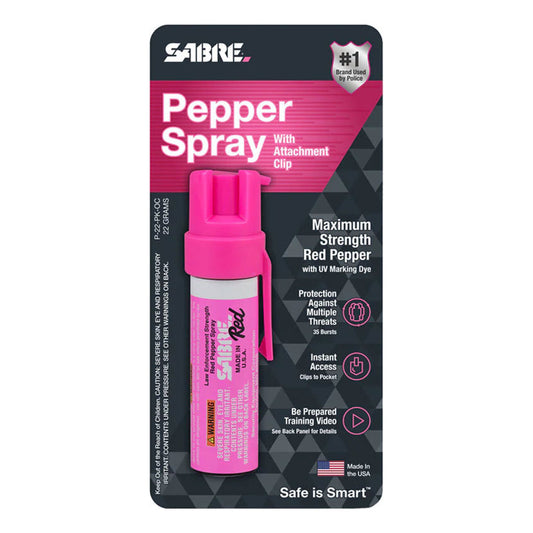 Gas Pimienta 22 Gramos Color Rosa Marca Sabre Con Clip Para Fijarlo