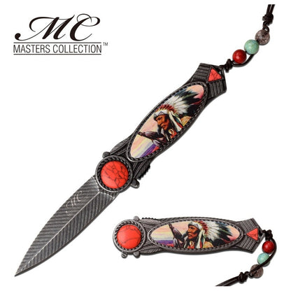 Navaja Indio Nativo Americano Master Collection Red Piedras