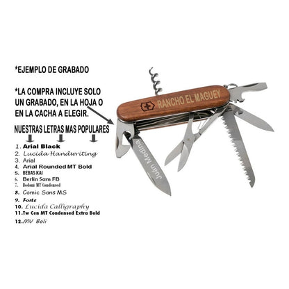 Navaja Huntsman De Madera Cordonvx Y Grabado Gratis