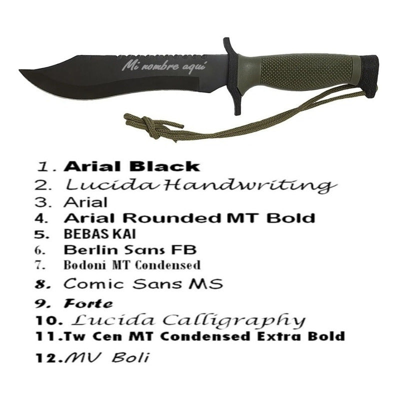 Cuchillo De Cacería Survivor Hk-6001 Negro Con Tu Nombre