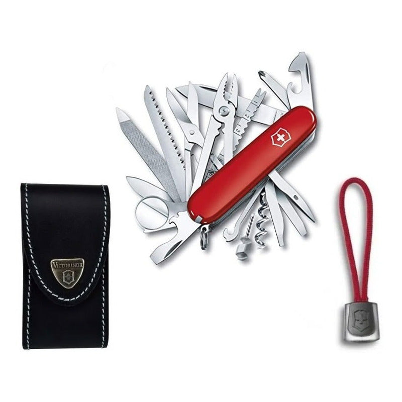 Navaja Swisschamp, Funda Piel Negra Y Cordon, Victorinox