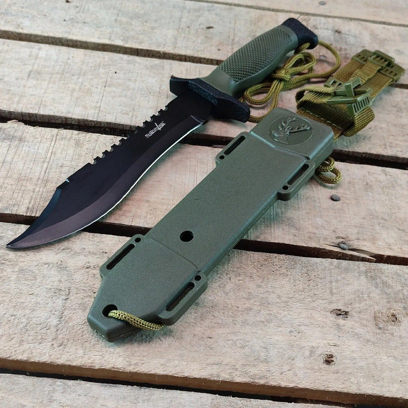Cuchillo De Cacería Survivor Hk-6001 Negro Con Tu Nombre