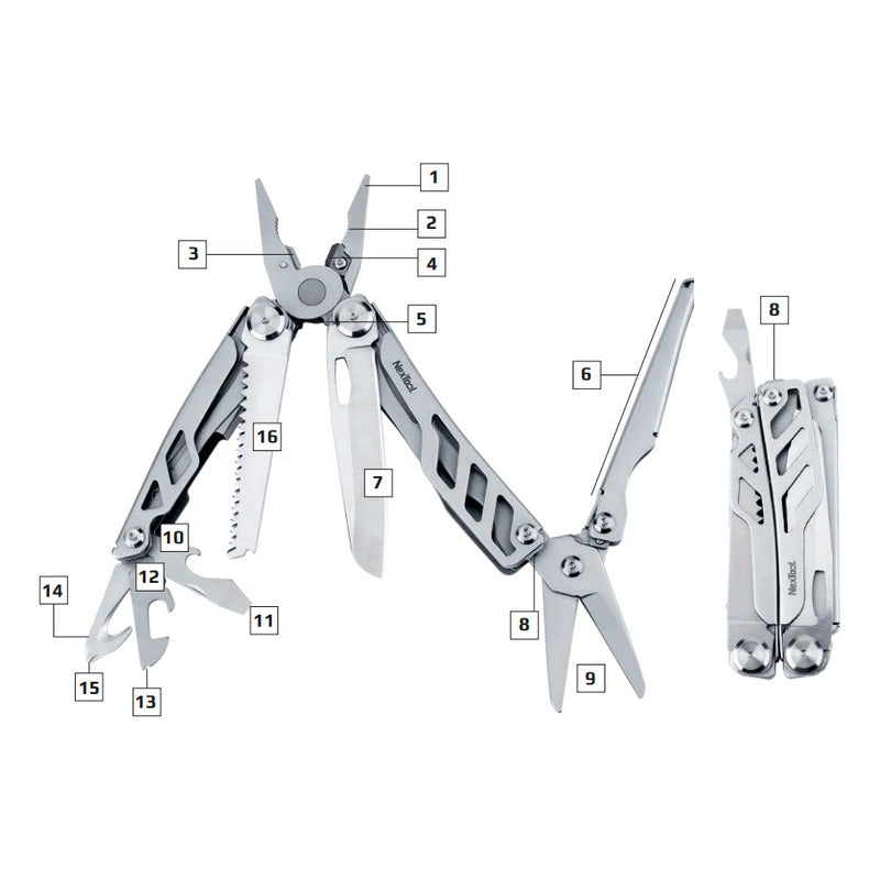 Multiherramienta Nextorch, Acero Inox, Dureza 57-58 C/ Funda